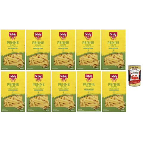 Schär Senza Glutine Penne rigate, Glutenfrei Pasta mit 20% Hirse, gluten free pasta 10x 500g inkl. Italian Gourmet polpa 400g Original italienisch