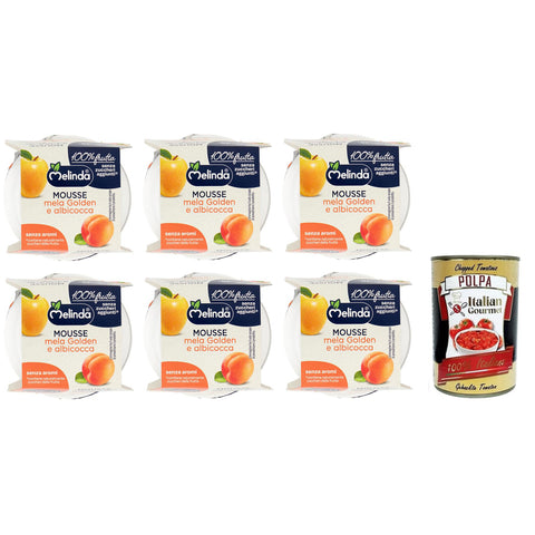 Melinda Mousse Mela Golden e Albicocca, 100% Natürliches Fruchtpüree, Goldenes Apfel - Aprikosen - Mousse ( ) 6x 2 x 100g inkl. Italian Gourmet Polpa di Pomodoro 400g Dose Original italienisch