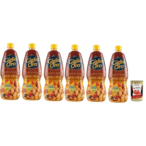 Carapelli Giglio Oro Olio di Semi di Arachide Erdnussöl Speiseöl Frittieröl 100% Öl 6x 1Lt inkl. Italian Gourmet polpa 400g Original italienisch