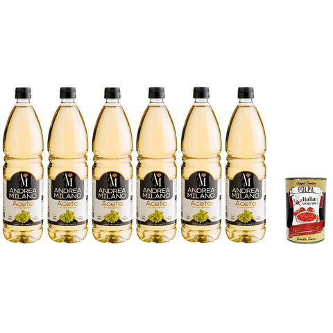 Andrea Milano Weißweinessig 1lt 6x Original italienisch inkl. Italian Gourmet Polpa 400g
