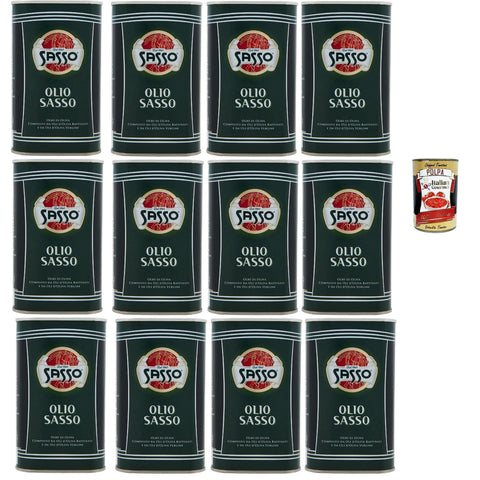 Sasso Olio Extra vergine D'oliva Natives Olive Olivenöl 100%, Extra virgin oil 12x 500ml inkl. Italian Gourmet polpa 400g Original italienisch