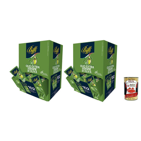 Biffi Olivenöl Extra Vergine, 102 Portionsbeutel à, 2er - Pack 10 ml inkl. Italian Gourmet polpa 400g Original italienisch