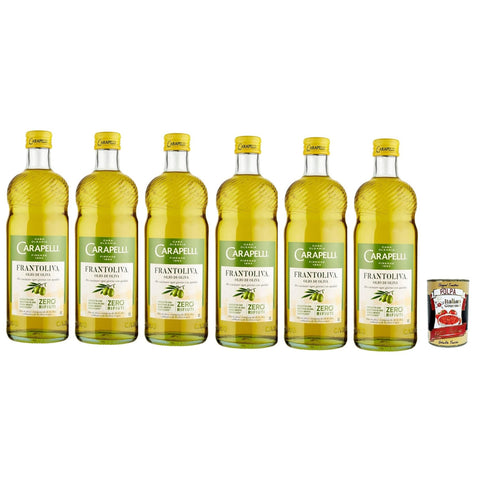 Carapelli Frantolina Olio di Oliva, Mischung aus raffinierten Olivenölen und nativen Olivenölen, 6x 1 L Original italienisch inkl. Italian Gourmet Polpa 400g