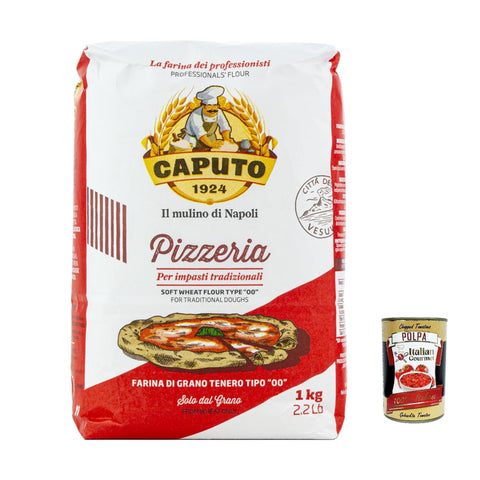 Farina Molino Caputo Pizzeria, farina per Pizza Napoli Pizzamehl Pizza Mehl 1kg Tipo 00 ' 4x Original italienisch inkl. Italian Gourmet Polpa 400g