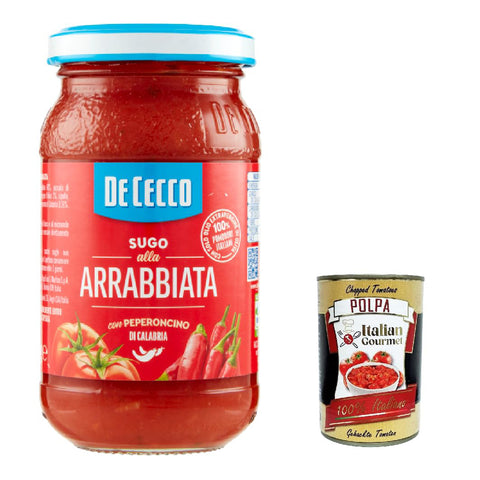 De Cecco Sugo arrabbiata pastasauce tomatensauce mit chilly aus italien pasta 6x 200g inkl. Italian Gourmet polpa 400g Original italienisch
