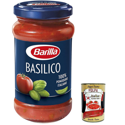 Barilla Pastasauce sugo al Basilico classica - Basilikum-Sauce 400g 3x Original italienisch inkl. Italian Gourmet Polpa 400g