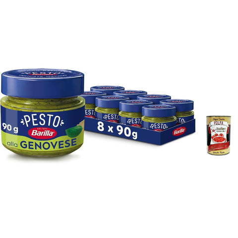 Barilla Pesto Sugo Alla Genovese mit italienischem Basilikum und Parmigiano, Gluten frei 8x90g Original italienisch