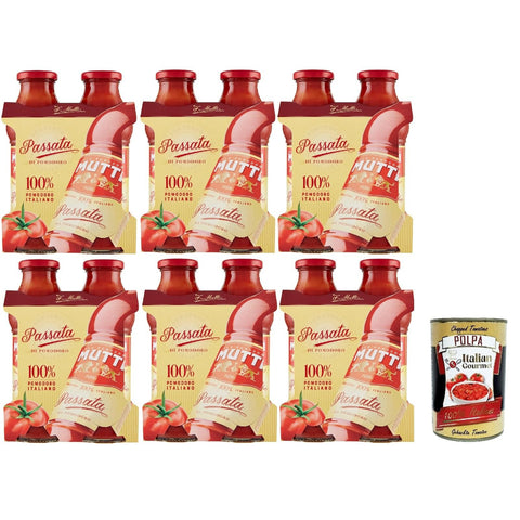Mutti Passata di Pomodoro, Tomatenpaste Tomaten sauce 100% Italienisch, Tomate 100%, 12x 400g Original italienisch inkl. Italian Gourmet Polpa 400g