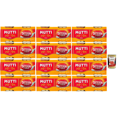 Mutti salsa datterini pomodorini pelati, Mutti Datterini geschälte Kirschtomaten, Zart und Süßigkeiten, pasta sauce, 100% italienische Tomaten 24x 220g Original italienisch inkl. Italian Gourmet Polpa 400g