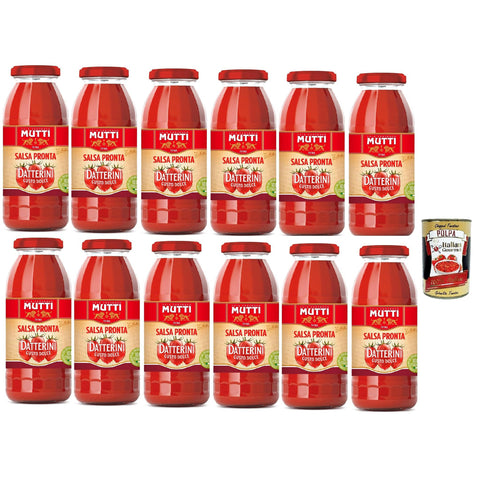 Mutti Salsa Pronta Pomodoro Datterini sauce, gusto dolce, Tomatensauce 100% 12x 300g inkl. Italian Gourmet polpa 400g Original italienisch
