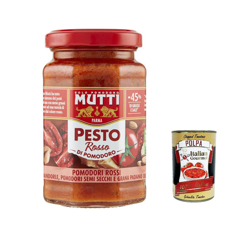 Mutti Pesto Rosso Pomodori Rossi Rotes Tomatenpesto Pasta Sauce 100% italienische Tomate Glas Würzsaucen mit Mandeln 3x180g Original italienisch
