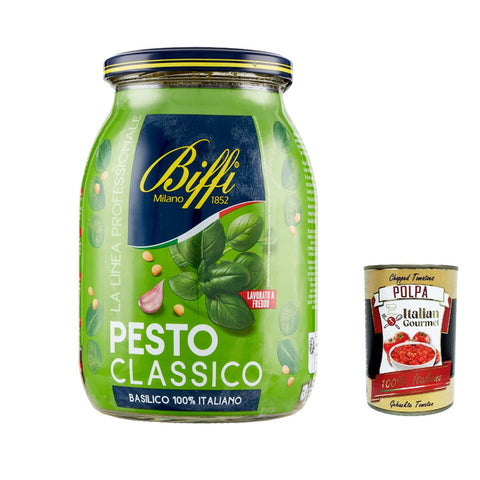 Biffi Linea professionale Pesto classico, 100% Basilikum, pasta sauce Kochsaucen 6x 980g inkl. Italian Gourmet polpa 400g Original italienisch