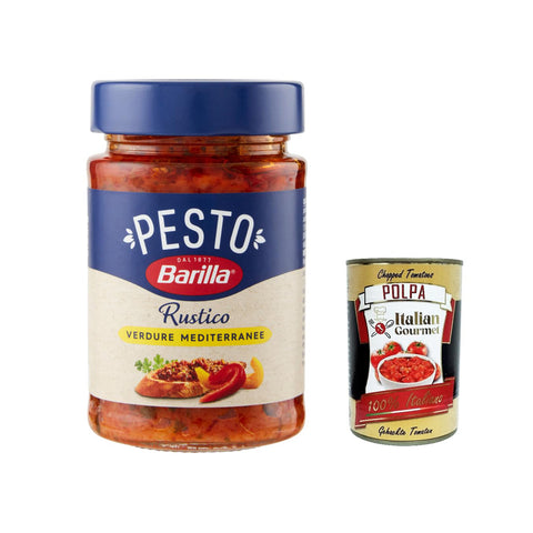 Pesto Rustico Mediterraneo Glutenfreie Italienische Pasta Sauce mit Zucchini, Paprika und Tomaten 6x200g Original italienisch Pesto
