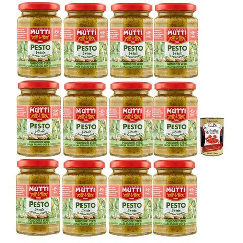 Mutti Pesto Verde Pomodori Verdi Grünes Tomatenpesto Pasta Sauce 100% italienische Tomate Glas Würzsaucen mit 12x180g Original italienisch