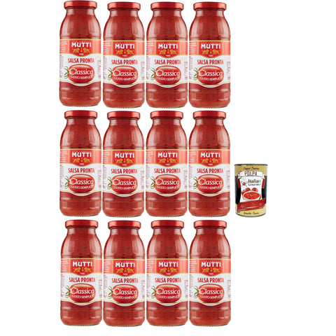 Mutti Salsa Pronta Pomodoro Classica, Tomatensauce 100% sauce fur pasta, pizza focaccia 12x 300g inkl. Italian Gourmet polpa 400g Original italienisch