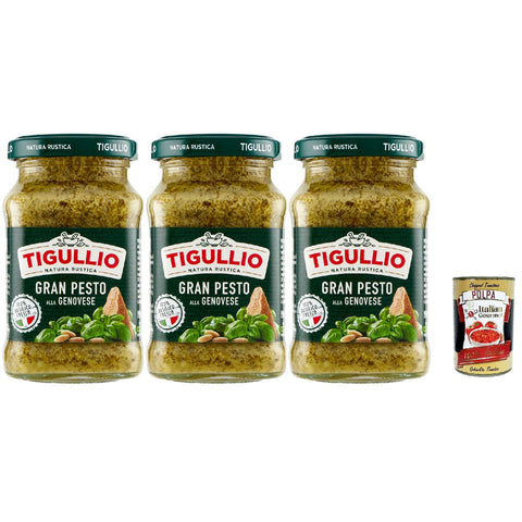 Star Tigullio GranPesto Pesto alla Genovese, pesto sauce mit 100% frisches Basilikum Sauce Soße 3x 190g inkl. Italian Gourmet polpa 400g Original italienisch