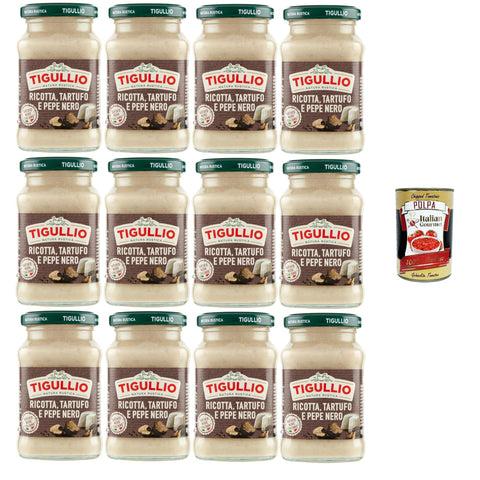 Star Tigullio GranPesto Ricotta Tartufo Pepe Nero, Ricotta Käse, Trüffel und schwarzer Pfeffer, Sauce Soße 12x 190g inkl. Italian Gourmet polpa 400g Original italienisch