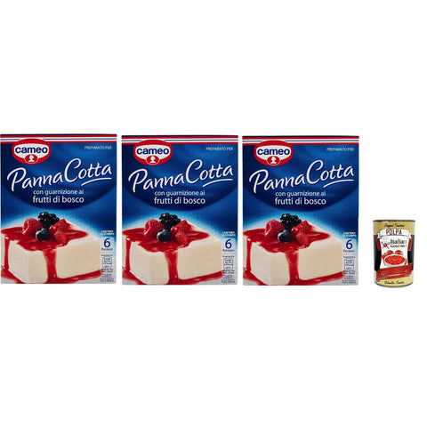 Cameo Mischung für Panna Cotta mit Beeren - Garnieren, leicht zubereitete Dessert, die Packung enthält die Form zum Kochen, 6 Portionen 3x 107 g inkl. Italian Gourmet polpa 400g Original italienisch