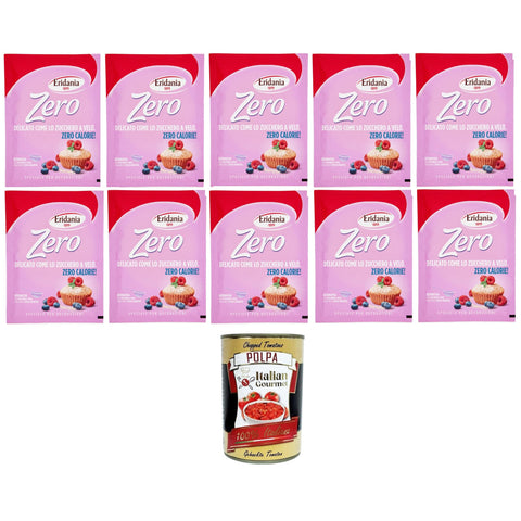 Eridania Zero Delicato Come lo Zucchero a Velo Zero Delicate Like Puderzucker 10x80 g inkl. Italian Gourmet polpa 400g Original italienisch