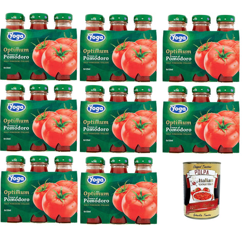 Yoga Succo di pomodoro italienischer Tomatensaft Glasflaschen 8x 6 x 125 ml inkl. Italian Gourmet Polpa 400g Original italienisch