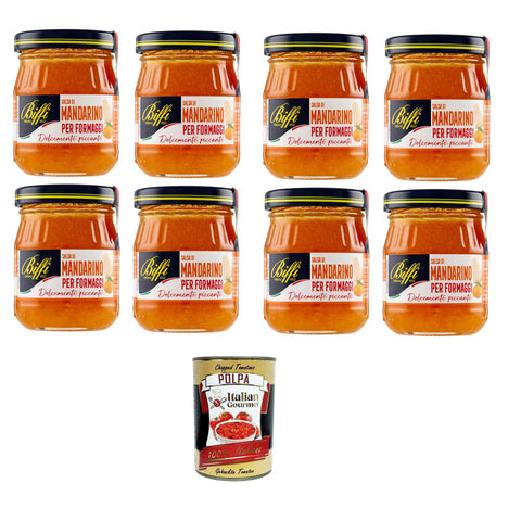 Biffi Salsa di mandarini per formaggi Mandarinensauce für Käse 8x100 gr inkl. Italian Gourmet polpa 400g Original italienisch