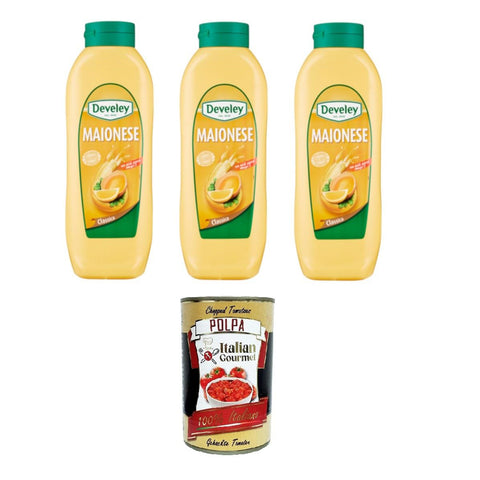 Maionese Classica Klassische Mayonnaise SQUEEZE 3x 875ml Original italienisch inkl. Italian Gourmet Polpa 400g