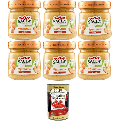 Saclà Salsa Hummus di Ceci Saclà Kichererbsen-Hummussauce 6x212gr Original italienisch inkl. Italian Gourmet Polpa 400g