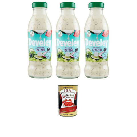Develey Salsa DRESSING TZATZIKI Sauce 3x 230ml inkl. Italian Gourmet polpa 400g Original italienisch