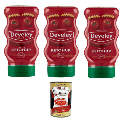 Tomaten Ketchup - Sauce Wiederverschließbare Verpackung 3x 250ml inkl. Italian Gourmet polpa 400g Original italienisch