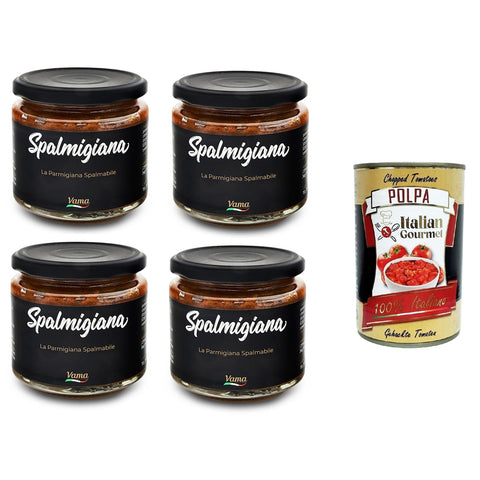 Vama Spalmigiana La Parmigiana spalmabile Streichfähiger Parmigiana 4x200gr Original italienisch inkl. Italian Gourmet Polpa 400g