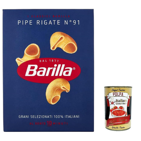 Barilla Pasta Pipe Rigate Nr. 91, 100% Nudeln pack 20x 500 g inkl. Italian Gourmet polpa 400g Original italienisch