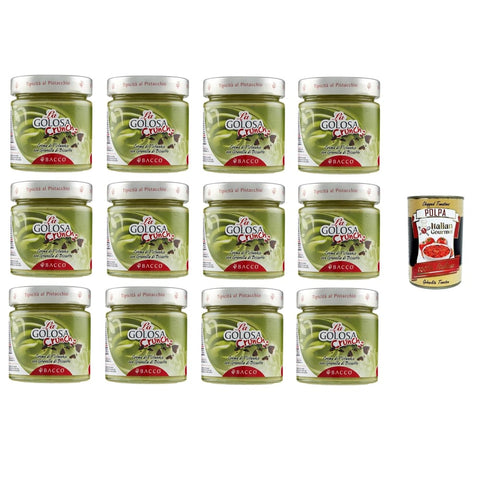 BACCO La Golosa Crema al Pistacchio con Granella di biscotto Die köstliche Pistaziencreme mit Keksbröseln 12x200gr Original italienisch inkl. Italian Gourmet Polpa 400g