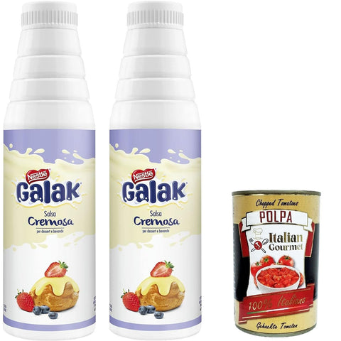 Galak Topping cioccolato bianco salsa cremosa Glutenfree Topping weiße Schokoladen-Cremesauce Glutenfrei 2x 1 kg Original italienisch inkl. Italian Gourmet Polpa 400g