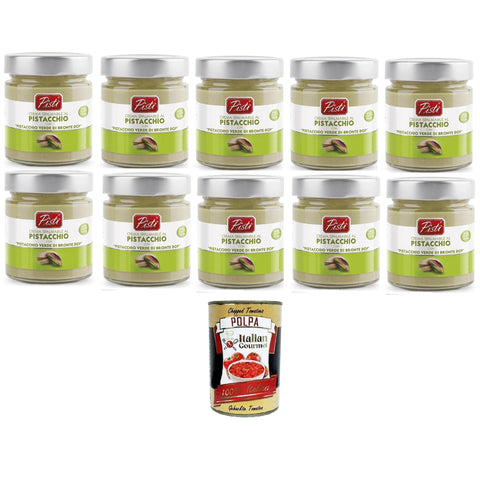 Pistì Crema Spalmabile al Pistacchio con "Pistacchio Verde di Bronte Dop" Pistazien - Aufstrichcreme mit „Grünen Pistazien von Bronte Dop“ 10x200gr inkl. Italian Gourmet polpa 400g Original italienisch