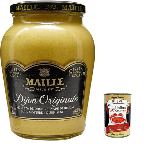 MAILLE Dijon-Senf Originale, Mostarda Big Size, Mustard 865 g 6x italienisch inkl. Italian Gourmet Polpa 400g