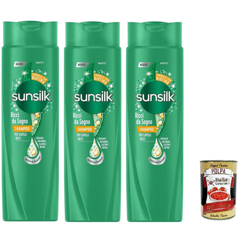 Sunsilk Dream Sunsilk, Dream Curl Shampoo, Shampoo für definiertes und elastisches lockiges Haar 3x 250 ml inkl. Italian Gourmet polpa 400g Original italienisch