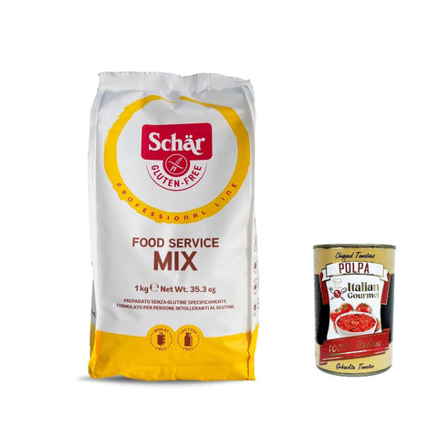 Schar Schär - Food service mix senza glutine, Küchenmischung sowohl für die Zubereitung von Kuchen, Brot und Cremesuppen. 1kg 3x Original italienisch inkl. Italian Gourmet Polpa 400g