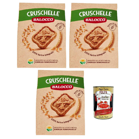 Balocco Cruschelle Biscotti con farina integrale e zucchero di canna Kekse mit Vollkornmehl und braunem Zucker biscuits cookies 100% Kekse 3x 700g inkl. Italian Gourmet polpa 400g Original italienisch