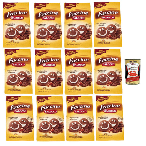 Balocco faccine kekse mit Schokolade & Haselnüss, Ohne Palmöl, ohne Konservierungsstoffe, 12x 350g biscuits cookies Original italienisch inkl. Italian Gourmet Polpa 400g