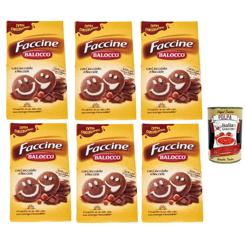 Balocco faccine kekse mit Schokolade & Haselnüss, Ohne Palmöl, ohne Konservierungsstoffe, biscuits cookies 6x 350g inkl. Italian Gourmet polpa 400g Original italienisch
