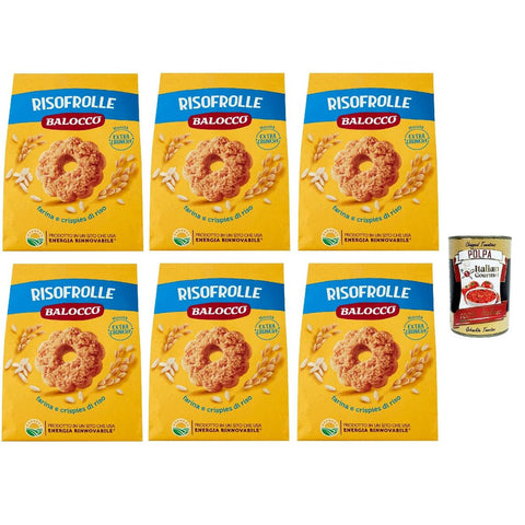 Balocco Risofrolle Biscotti con Farina e crispies di riso, Kekse mit Mehl und Cristpies von Reis biscuits cookies 100% Italienische Kekse 6x 700g Original italienisch inkl. Italian Gourmet Polpa 400g