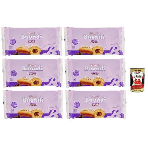 Bauli Buondì Cacao, gebackener Kuchen snack mit Kakaocreme abgepackte Snacks 6x 258g Frühstück Original italienisch inkl. Italian Gourmet Polpa 400g