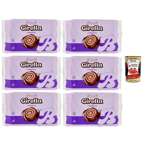 Motta Bauli, Girella Spirale al Cioccolato, Kuchen Süßer Snack Backwaren mit Kakaofüllung, Ohne Konservierungsstoffe und Farbstoffe mit nur natürlichen Aromen 6x 280g inkl. Italian Gourmet polpa 400g Original italienisch