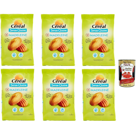 Céréal Madeleine senza glutine e senza latte, Glutenfrei und laktosefrei Snacks, Reduzierte Auswirkungen auf den Blutzucker - Ohne Palmöl oder Farbstoffe 6x 200 g inkl. Italian Gourmet polpa 400g Original italienisch