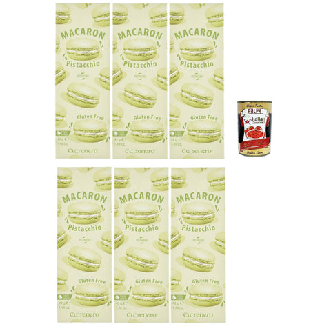 Cuorenero Macaron Pistacchio, gluten frei, gluten free, Kosher, Macaron Pistaziencreme 6x 42g Original italienisch inkl. Italian Gourmet Polpa 400g