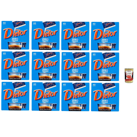 Dietor my Zero Calorie, Natürlicher Süßstoff 0 kcal, Glutenfrei, gluten free, Ohne Aspartam, 12x 40 Beutel Original italienisch inkl. Italian Gourmet Polpa 400g