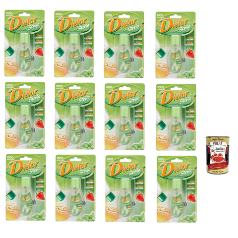 Dietor MyDietor Cuor di Stevia, Natürlicher flüssiger Süßstoff 0 kcal, Glutenfrei, gluten free, Ohne Aspartam 12x 50 ml Original italienisch inkl. Italian Gourmet Polpa 400g