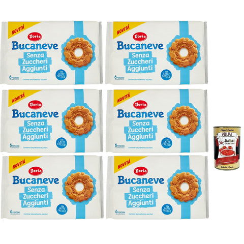 Doria Bucaneve Senza Zuccheri Aggiunti, Ohne Zuckerzusatz Mürbeteigkekse Kekse mit frischer Milch 6x263g Original italienisch