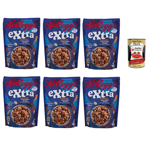 Extra Cioccolato al Latte, Knusprige Haferflocken 100% Vollkorn mit Milchschokolade 6x375g Original italienisch Gebäck