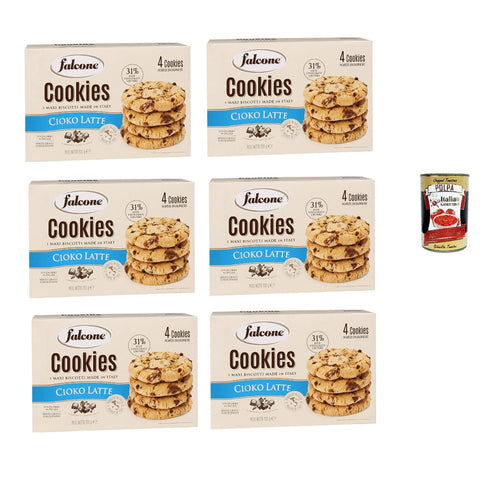 Falcone Cookies Cioko Latte, Kekse mit Milchschokoladenstückchen 6x 200g inkl. Italian Gourmet polpa 400g Original italienisch